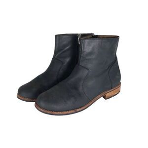 olukai Women's Kaona Il US 7 Black Leather Side Zip Ankle Boots Booties